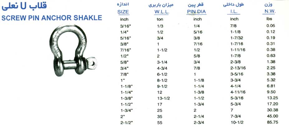شگل SCREW PIN ANCHOR SHACKLE